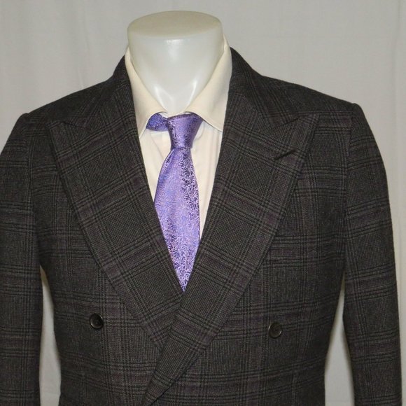 Tom Ford Base C Buckingham 100% Cashmere Gray Plaid 6x2 Double Breasted Suit 40R - Picture 5 of 16